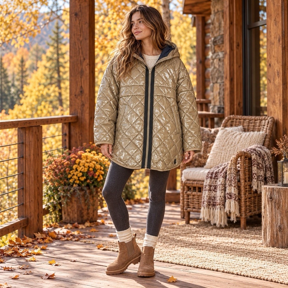 Free People Movement Petunia Glossy Diamond Quilted Puffer Coat Women M Packable